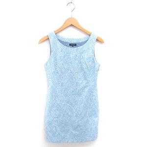 ラブレス LOVELESS ワンピース ひざ丈 ペイズリー柄 カットアウト プルオーバー ノースリーブ 36 ライトブルー 青 /TT レディース