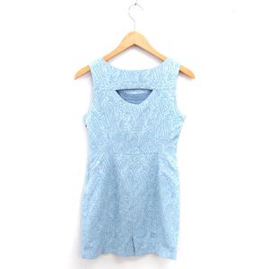 ラブレス LOVELESS ワンピース ひざ丈 ペイズリー柄 カットアウト プルオーバー ノースリーブ 36 ライトブルー 青 /TT レディース