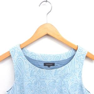 ラブレス LOVELESS ワンピース ひざ丈 ペイズリー柄 カットアウト プルオーバー ノースリーブ 36 ライトブルー 青 /TT レディース