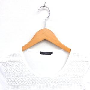 ラブレス LOVELESS カットソー Tシャツ 丸首 レース 綿 コットン 半袖 36 ホワイト 白 /TT レディース