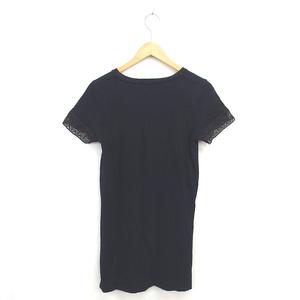 ラブレス LOVELESS チュニック ワンピース レース ボートネック スリット 半袖 36 黒 ブラック /TT レディース