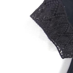 ラブレス LOVELESS チュニック ワンピース レース ボートネック スリット 半袖 36 黒 ブラック /TT レディース