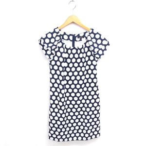 ラブレス LOVELESS ワンピース ひざ丈 水玉 プルオーバー ラグランスリーブ 半袖 36 ネイビー ホワイト 紺 白 /TT レディース