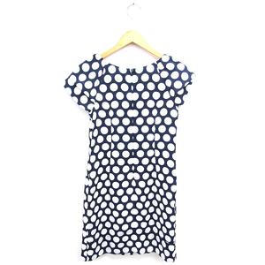 ラブレス LOVELESS ワンピース ひざ丈 水玉 プルオーバー ラグランスリーブ 半袖 36 ネイビー ホワイト 紺 白 /TT レディース