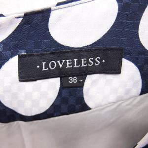 ラブレス LOVELESS ワンピース ひざ丈 水玉 プルオーバー ラグランスリーブ 半袖 36 ネイビー ホワイト 紺 白 /TT レディース