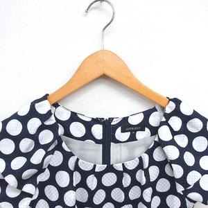 ラブレス LOVELESS ワンピース ひざ丈 水玉 プルオーバー ラグランスリーブ 半袖 36 ネイビー ホワイト 紺 白 /TT レディース