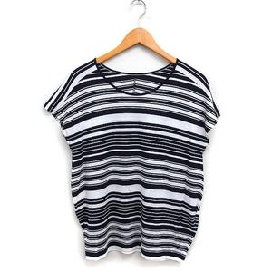 コムサデモード COMME CA DU MODE ボーダー カットソー Tシャツ フレンチスリーブ 丸首 9 ブラック 黒 /FT42 レディース