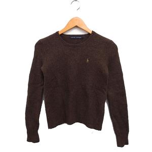 ラルフローレン RALPH LAUREN 国内正規品 アンゴラ混 ニット セーター 長袖 丸首 ロゴマーク刺繍 ウール L ブラウン 茶 /FT24 レディース