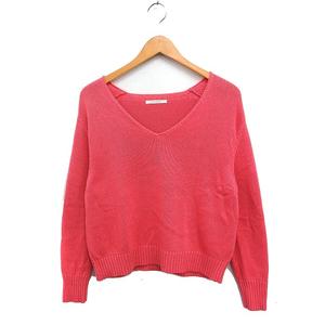 マカフィー MACPHEE トゥモローランド コットン ニット セーター Vネック 長袖 無地 S ピンク /FT21 レディース