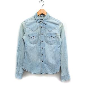アールジーン Earl Jean デニム シャツ ウエスタン シャツ 長袖 ヴィンテージ加工 S ライトブルー /FT25 レディース