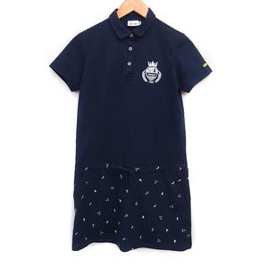 アディダス adidas 国内正規品 ポロシャツ ワンピース 半袖 ひざ丈 丸衿 ゴルフウエア M ネイビー 紺 /FT22 レディース