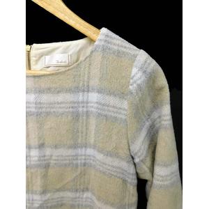 テチチ Te Chichi ワンピース Iライン 膝丈 チェック 長袖 M ベージュ 白 グレー レディース 173 ベクトルパーク