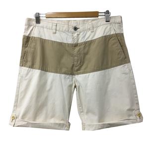 アールニューボールド R.NEWBOLD パンツ ワイド ハーフ ショート ロールアップ バイカラー L ベージュ 茶 ブラウン メンズ