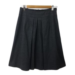 エフデ ef-de スカート プリーツ フレア 膝丈 無地 ウール 11 グレー レディース