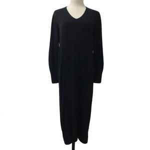 プラステ PLST ワンピース ニット Iライン ロング 無地 アンゴラ混 長袖 S 黒 ブラック レディース