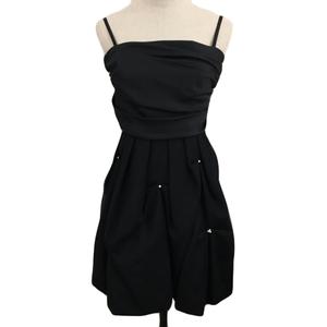 エフデ ef-de キャミワンピ フレア ミニ バックリボン パール 無地 7 黒 ブラック レディース