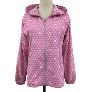 ナイキ NIKE ジャケット ブルゾン ジャンパー スポーツウェア スタンドカラー フード ジップアップ 刺繍 ロゴ ドット 長袖 M ピンク 白 ホワイト レディース