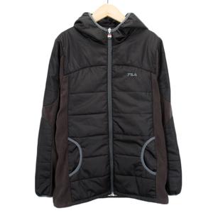 フィラ FILA ジャケット ジップアップ 中綿 ヒートプリント加工 フリース M 黒 ブラック レディース
