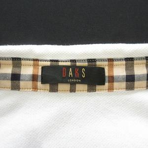 ダックス DAKS ポロシャツ 鹿の子 ワンポイント 刺繍 半袖 L 白 ホワイト メンズ