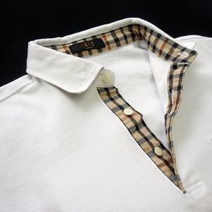 ダックス DAKS ポロシャツ 鹿の子 ワンポイント 刺繍 半袖 L 白 ホワイト メンズ