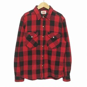 エドウィン EDWIN ネルシャツ ブロックチェック L 赤黒 メンズ