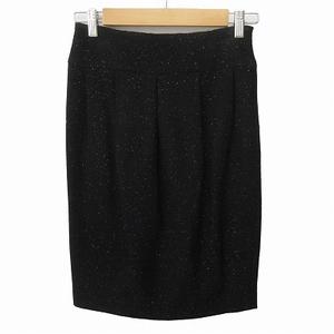 エフデ ef-de スカート バックリボン 膝丈 タイト ウール 9 黒 レディース