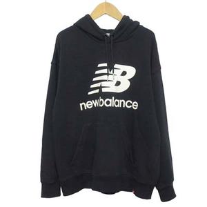 ニューバランス NEW BALANCE パーカー スウェット ロゴプリント 黒  メンズ