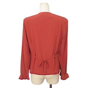 ケティ KETTY ブラウス シャツ ドット柄 リボン レース M 赤 レディース