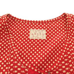 ケティ KETTY ブラウス シャツ ドット柄 リボン レース M 赤 レディース