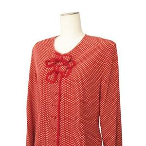 ケティ KETTY ブラウス シャツ ドット柄 リボン レース M 赤 レディース