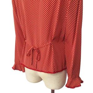 ケティ KETTY ブラウス シャツ ドット柄 リボン レース M 赤 レディース