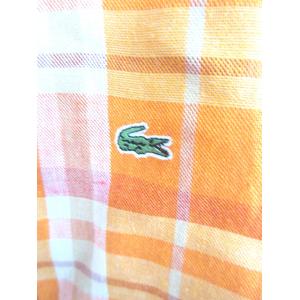 ラコステ LACOSTE シャツ 半袖 チェック 40 橙 オレンジ /MO3