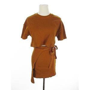 未使用品 スライ Sly ワンピース 半袖 ミニ クルーネック F 茶 ブラウン Akk22 レディース 193 ベクトルパーク