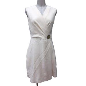 【美品】EPOCA ノースリーブニットワンピース フレア 40 無地 グレージュ 美品】EPOCA ノースリーブニットワンピース フレア 40 無地