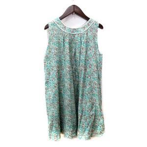 アダムエロペ Adam Et Rope ひざ丈ワンピース ノースリーブ 花柄 38 青 ブルー 茶 ブラウン Yi レディース 195 ベクトルパーク