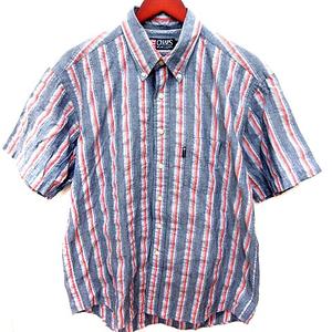 チャップス CHAPS RALPH LAUREN シャツ ボタンダウン 半袖 ストライプ L 紺 ネイビー /RT  メンズ
