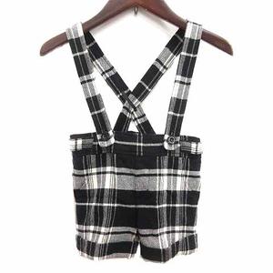 ベベ bebe ショートパンツ サスペンダー チェック ウール 90 黒 ブラック 白 ホワイト /YK ●RY キッズ