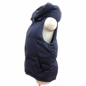 アズールバイマウジー AZUL by moussy ダウンベスト ジップアップ 総裏地 フード M 紺 ネイビー /YK レディース