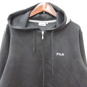 フィラ FILA パーカー ジップアップ プリント M 黒 ブラック /MN メンズ