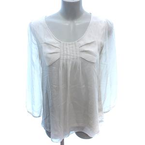 エフデ ef-de シャツ ブラウス リボン 七分袖 9 M アイボリー 白 ホワイト /AU レディース