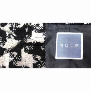 ルール RULe ステンカラーコート ショート丈 総裏地 千鳥格子 S 黒 ブラック 白 ホワイト /YK レディース