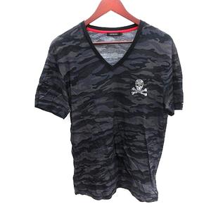 ラブレス LOVELESS カットソー Tシャツ Vネック スパンコール 迷彩柄 カモフラ 半袖 3 L グレー /AU メンズ