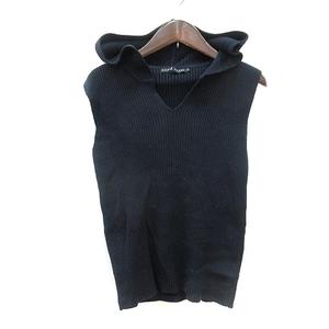 ラルフローレン RALPH LAUREN ニット セーター ノースリーブ リブ フード L 紺 ネイビー /MN レディース