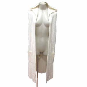 ジャスグリッティー JUSGLITTY ロングカーディガン ニット 前開き フード ノースリーブ 2 M 白 ホワイト /YK レディース