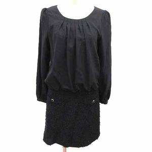 ケティ KETTY ワンピース ミニ ドッキング 長袖 ウール M 黒 ブラック /YK ●RY レディース