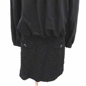 ケティ KETTY ワンピース ミニ ドッキング 長袖 ウール M 黒 ブラック /YK ●RY レディース