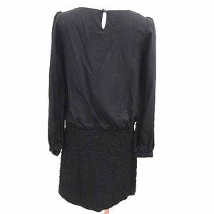 ケティ KETTY ワンピース ミニ ドッキング 長袖 ウール M 黒 ブラック /YK ●RY レディース