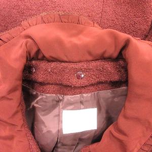 ケティ KETTY ノーカラージャケット 付け襟 フリル リボン ツイード 総裏地 ウール 茶 ブラウン /AU レディース