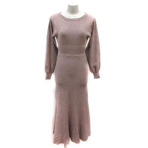 リゼクシー RESEXXY ニットワンピース ロング 長袖 F ピンクベージュ /MS レディース