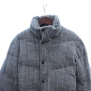 ユニクロ UNIQLO ダウンジャケット スタンドカラー 総裏地 ギンガムチェック S グレー /AU メンズ